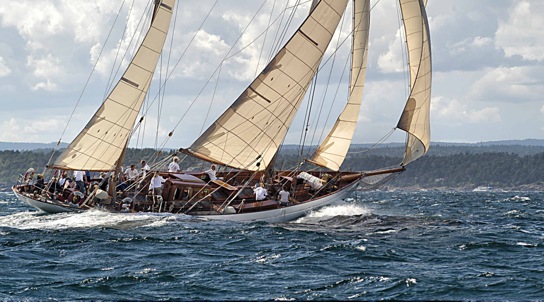 Classic yacht under sail